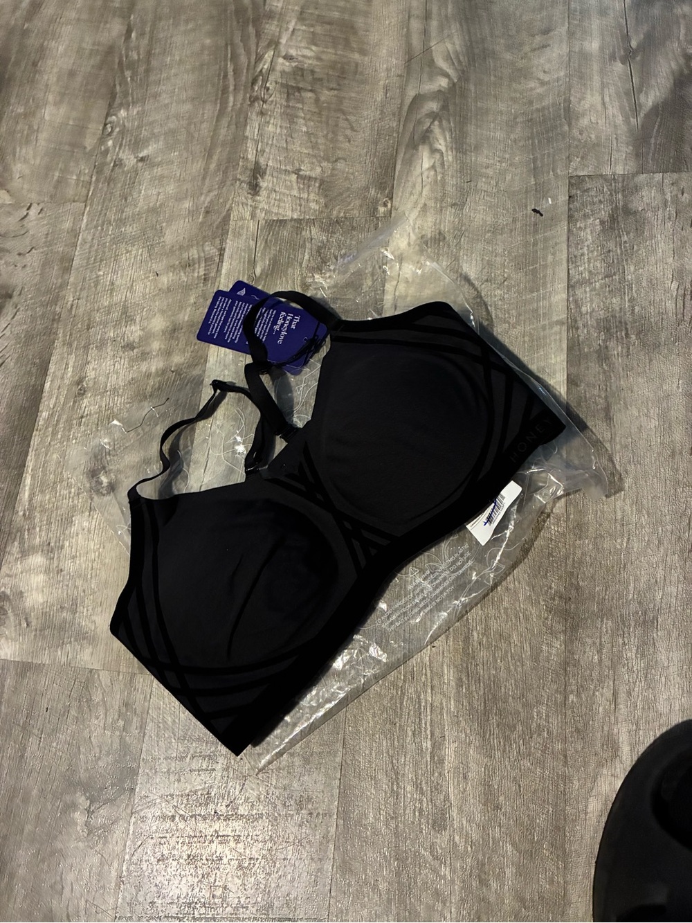 Women’s Honeylove LiftWear Silhouette Bra Vamp Black New SZ L NWT